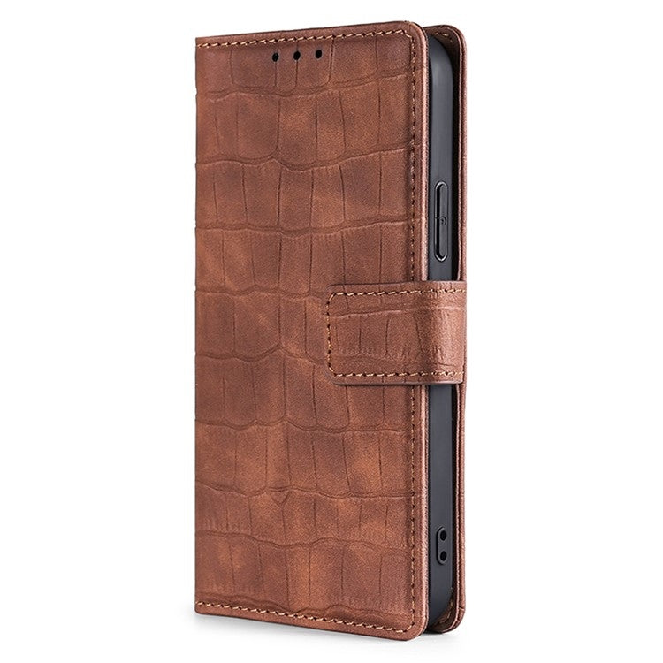 For Samsung Galaxy S25 Ultra 5G Skin Feel Crocodile Magnetic Clasp Leather Phone Case(Brown) - Galaxy S25 Ultra 5G Cases by buy2fix | Online Shopping UK | buy2fix