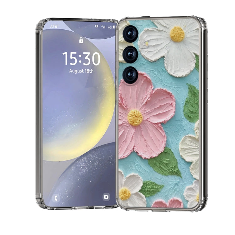 For Samsung Galaxy S25 5G IMD Double Piece Simple Fresh Shockproof Phone Case(Colorful Flowers) - Galaxy S25 5G Cases by buy2fix | Online Shopping UK | buy2fix