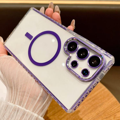 For Samsung Galaxy S25 Ultra 5G Transparent MagSafe Phone Case with Lens Film(Purple) - Galaxy S25 Ultra 5G Cases by buy2fix | Online Shopping UK | buy2fix