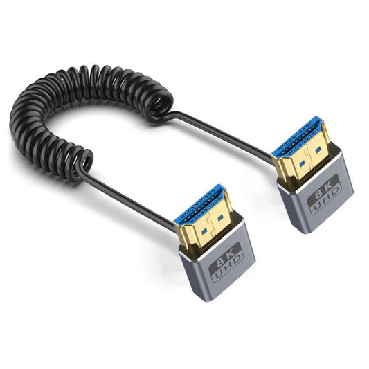 0.7m Coiled Coaxial 8K 48Gbps HDMI 2.1 Cable, Port:Down to Down Elbow - Cable by buy2fix | Online Shopping UK | buy2fix