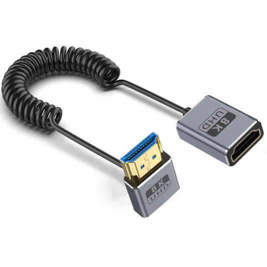 0.7m Coiled Coaxial 8K 48Gbps HDMI 2.1 Cable, Port:Male to Female Down Elbow - Cable by buy2fix | Online Shopping UK | buy2fix