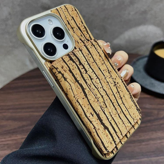 For iPhone 15 Pro Denior D24 Paint MagSafe Card Slot Phone Case(Yellow Wood Grain) - iPhone 15 Pro Cases by Denior | Online Shopping UK | buy2fix