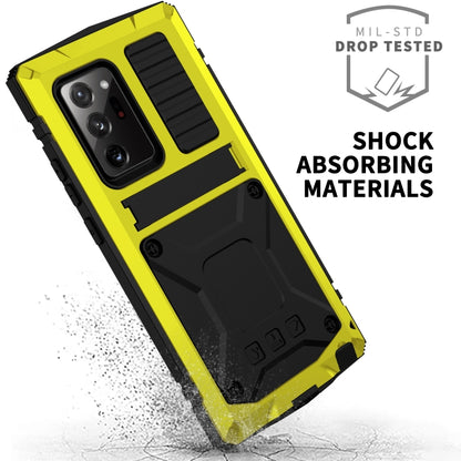 For Samsung Galaxy Note 20 R-JUST Shockproof Waterproof Dust-proof Metal + Silicone Protective Case with Holder(Yellow) - Galaxy Note20 Cases by R-JUST | Online Shopping UK | buy2fix