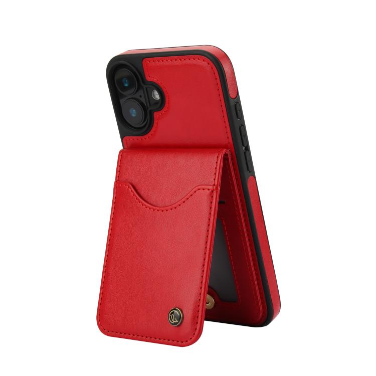 For iPhone 16 AwQuer Vertical Flip Card Bag Holder Leather Phone Case(Red) - iPhone 16 Cases by Awquer | Online Shopping UK | buy2fix