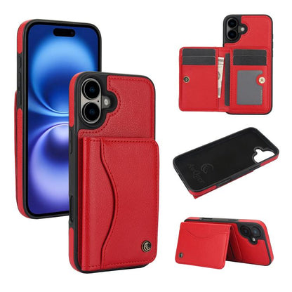 For iPhone 16 AwQuer Horizontal Flip Card Bag Holder Leather Phone Case(Red) - iPhone 16 Cases by Awquer | Online Shopping UK | buy2fix