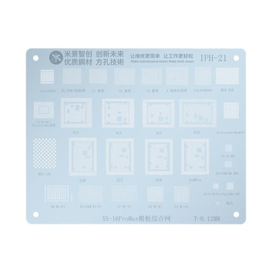 Mijing IPH-21 Baseband / Hard Disk / WiFi / NFC / Code Chip BGA Reballing Stencil for iPhone XS-16 Series - BGA Stencils by MIJING | Online Shopping UK | buy2fix