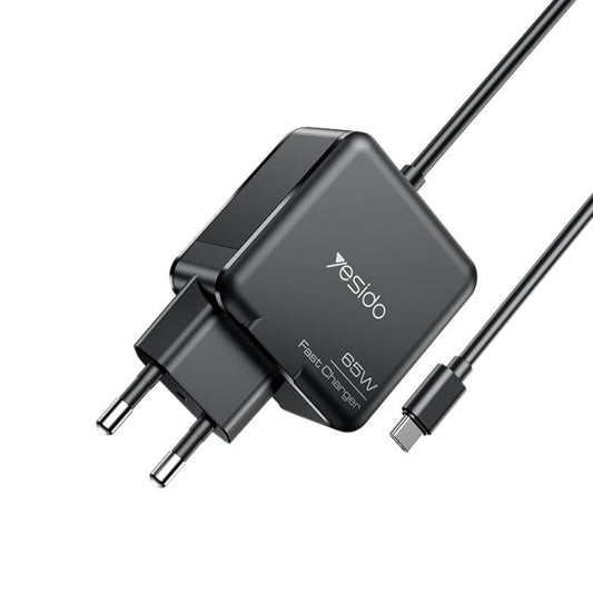 Yesido YC75 PD65W 2m USB-C / Type-C Cable Laptop Charger, EU Plug(Black) - Cable & Adapter by Yesido | Online Shopping UK | buy2fix