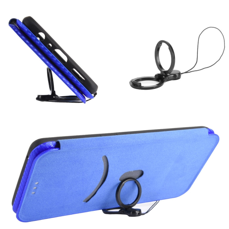 For Doogee X95 Carbon Fiber Texture Horizontal Flip TPU + PC + PU Leather Case with Card Slot & Lanyard(Blue) - More Brand by buy2fix | Online Shopping UK | buy2fix