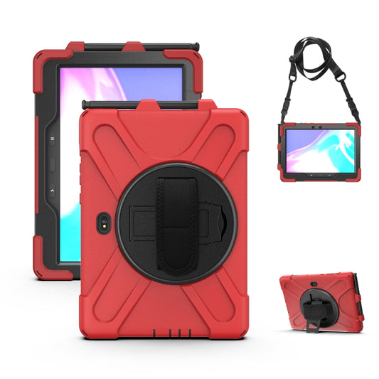 For Samsung Galaxy Tab Active Pro T540 / T545 / Tab Active4 Pro Shockproof Colorful Silicone + PC Protective Case with Holder & Hand Grip Strap(Red) - Other Galaxy Tab PC by buy2fix | Online Shopping UK | buy2fix