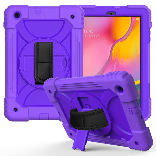 For Samsung Galaxy Tab A 10.1 (2019) T510/T515 Shockproof PC + Silicone Combination Case with Holder & Hand Strap & Shoulder Strap(Purple + Purple) - Tab A 10.1 (2019) T510 / T515 by buy2fix | Online Shopping UK | buy2fix