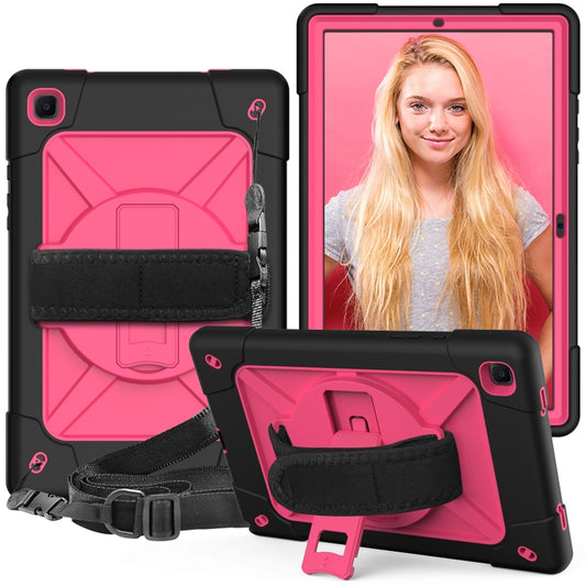 For Samsung Galaxy Tab A7 10.4 (2020) T500/T505 Contrast Color Robot Shockproof Silicone + PC Protective Case with Holder(Black Rose Red) - Other Galaxy Tab PC by buy2fix | Online Shopping UK | buy2fix