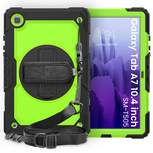 For Samsung Galaxy Tab A7 (2020) T500/T505 Shockproof Colorful Silicone + PC Protective Case with Holder & Shoulder Strap & Hand Strap & Pen Slot(Black Yellow Green) - Other Galaxy Tab PC by buy2fix | Online Shopping UK | buy2fix