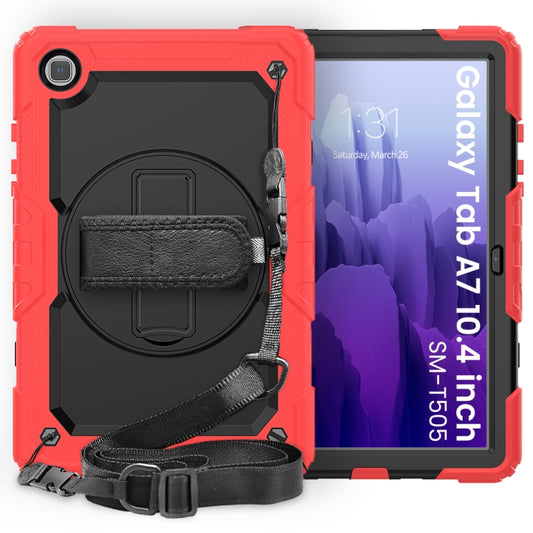 For Samsung Galaxy Tab A7 (2020) T500/T505 Shockproof Colorful Silicone + PC Protective Case with Holder & Shoulder Strap & Hand Strap & Pen Slot(Red) - Other Galaxy Tab PC by buy2fix | Online Shopping UK | buy2fix