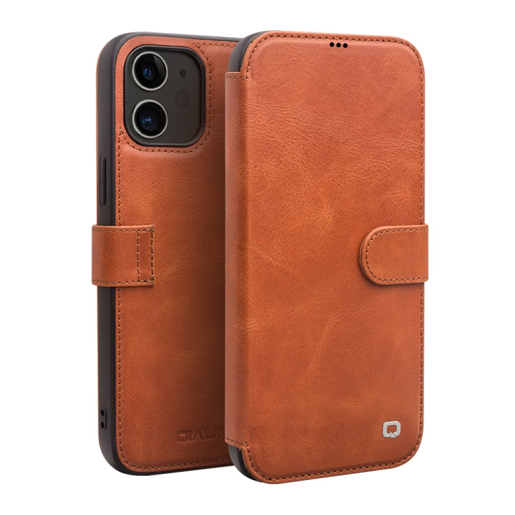 For iPhone 12 mini QIALINO Business Magnetic Horizontal Flip Leather Case with Card Slots & Wallet (Light Brown) - iPhone 12 mini Cases by QIALINO | Online Shopping UK | buy2fix