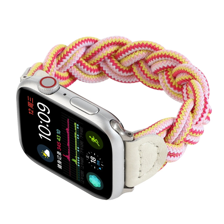 Elastic Woven Watch Band For Apple Watch Ultra 49mm&Watch Ultra 2 49mm / Series 9&8&7 45mm / SE 3&SE 2&6&SE&5&4 44mm / 3&2&1 42mm, Length:120mm(Rose Red Pink) - Watch Bands by buy2fix | Online Shopping UK | buy2fix