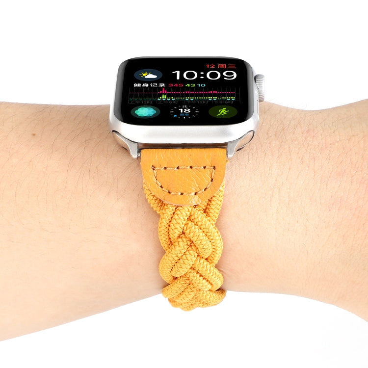 Elastic Woven Watch Band For Apple Watch Ultra 49mm&Watch Ultra 2 49mm / Series 9&8&7 45mm / SE 3&SE 2&6&SE&5&4 44mm / 3&2&1 42mm, Length:130mm(Yellow) - Watch Bands by buy2fix | Online Shopping UK | buy2fix