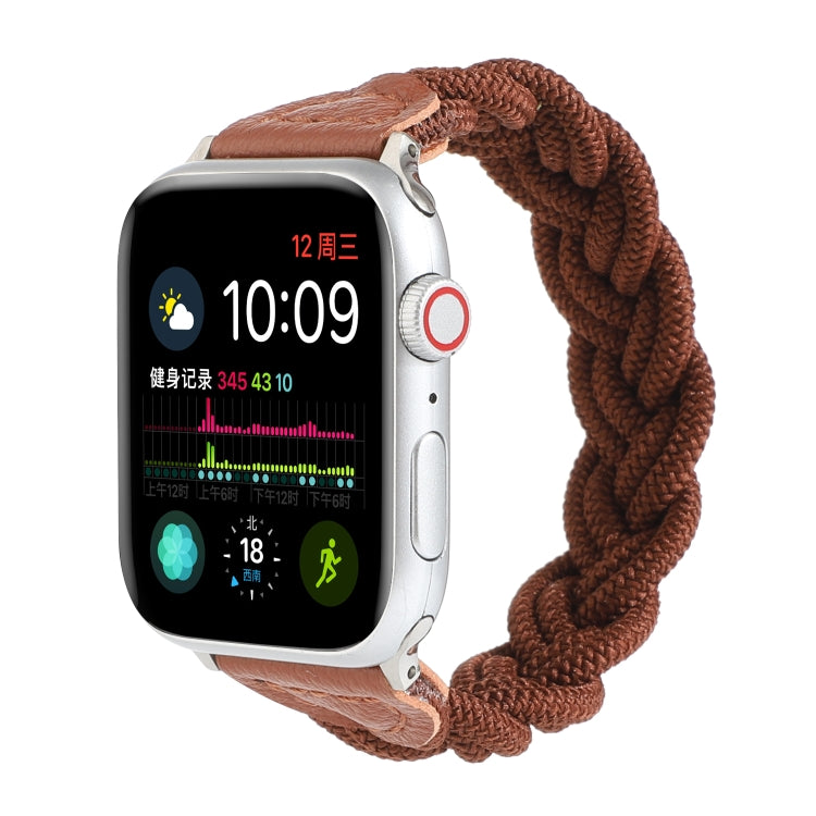 Elastic Woven Watch Band For Apple Watch Ultra 49mm&Watch Ultra 2 49mm / Series 9&8&7 45mm / SE 3&SE 2&6&SE&5&4 44mm / 3&2&1 42mm, Length:160mm(Coffee) - Watch Bands by buy2fix | Online Shopping UK | buy2fix