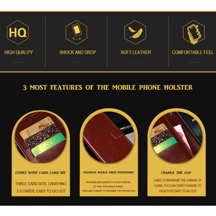 For Blackview BV6900 idewei Crazy Horse Texture Horizontal Flip Leather Case with Holder & Card Slots & Wallet(Brown) - More Brand by idewei | Online Shopping UK | buy2fix