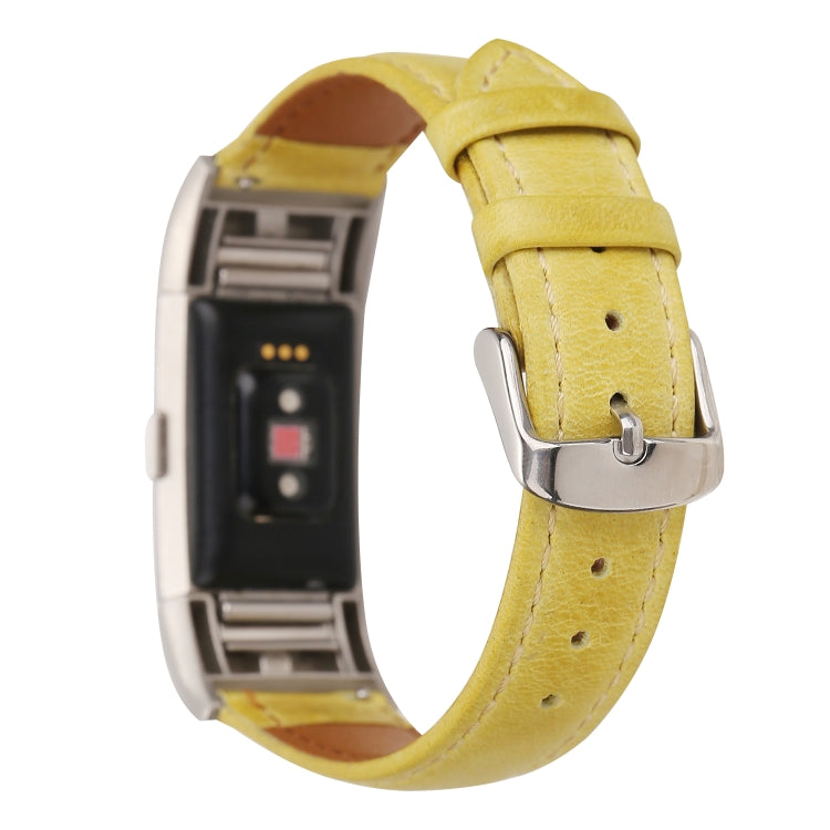 For Fitbit Charge 2 Fresh Style Leather Watch Band(Yellow) - Watch Bands by buy2fix | Online Shopping UK | buy2fix