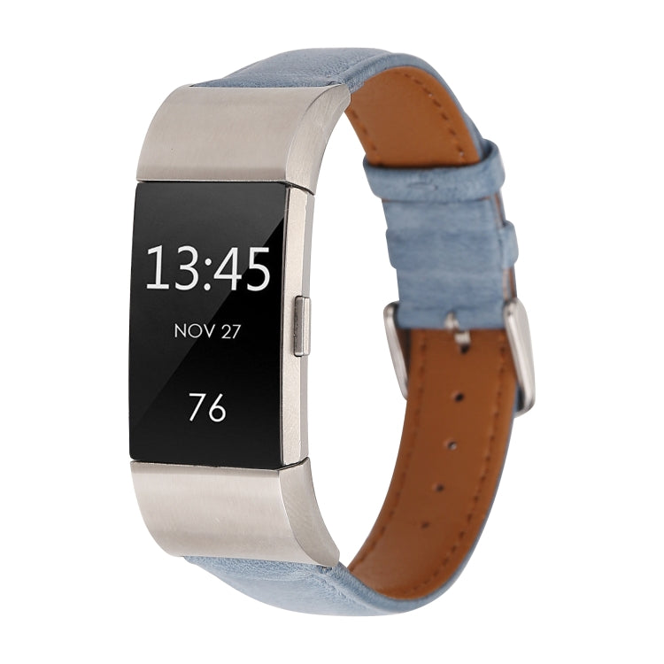 For Fitbit Charge 2 Fresh Style Leather Watch Band(Blue) - Watch Bands by buy2fix | Online Shopping UK | buy2fix