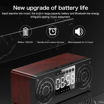 A10 Subwoofer Wooden Clock Bluetooth 5.0 Speaker, Support TF Card & U Disk Play & FM Radio(Red) - Desktop Speaker by buy2fix | Online Shopping UK | buy2fix