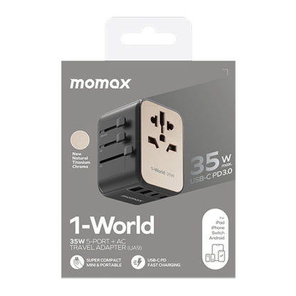 MOMAX 1-World UA9 PD 35W Fast Charger Power Adapter (Gold) - USB Charger by MOMAX | Online Shopping UK | buy2fix