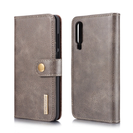 DG.MING Crazy Horse Texture Flip Detachable Magnetic Leather Case for Huawei P30, with Holder & Card Slots & Wallet (Grey) - Huawei Cases by DG.MING | Online Shopping UK | buy2fix