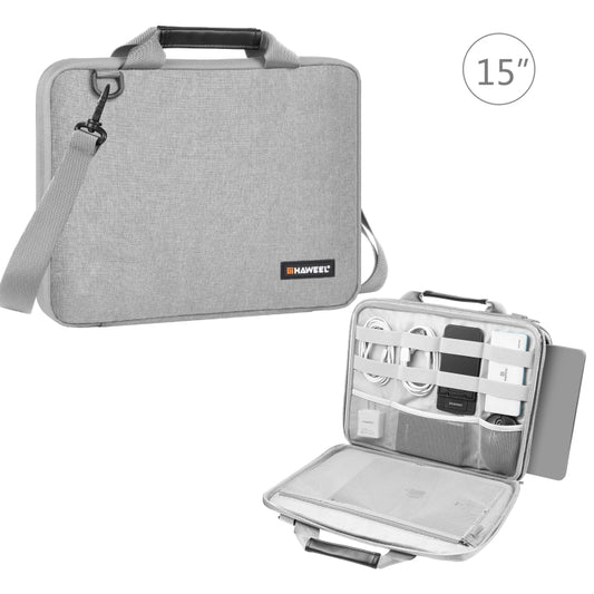 HAWEEL 14.0 inch -16.0 inch Briefcase Crossbody Laptop Bag For Macbook, Lenovo Thinkpad, ASUS, HP(Grey) - 15 inch by HAWEEL | Online Shopping UK | buy2fix