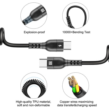 HAWEEL 2m 5A USB-C / Type-C to USB-C / Type-C Retractable Coiled PD Fast Charging Cable - USB-C & Type-C Cable by HAWEEL | Online Shopping UK | buy2fix