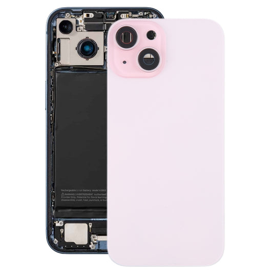 For iPhone 15 Plus Battery Back Cover with Camera Lens Cover + MagSafe Magnet(Pink) - Back Cover by buy2fix | Online Shopping UK | buy2fix
