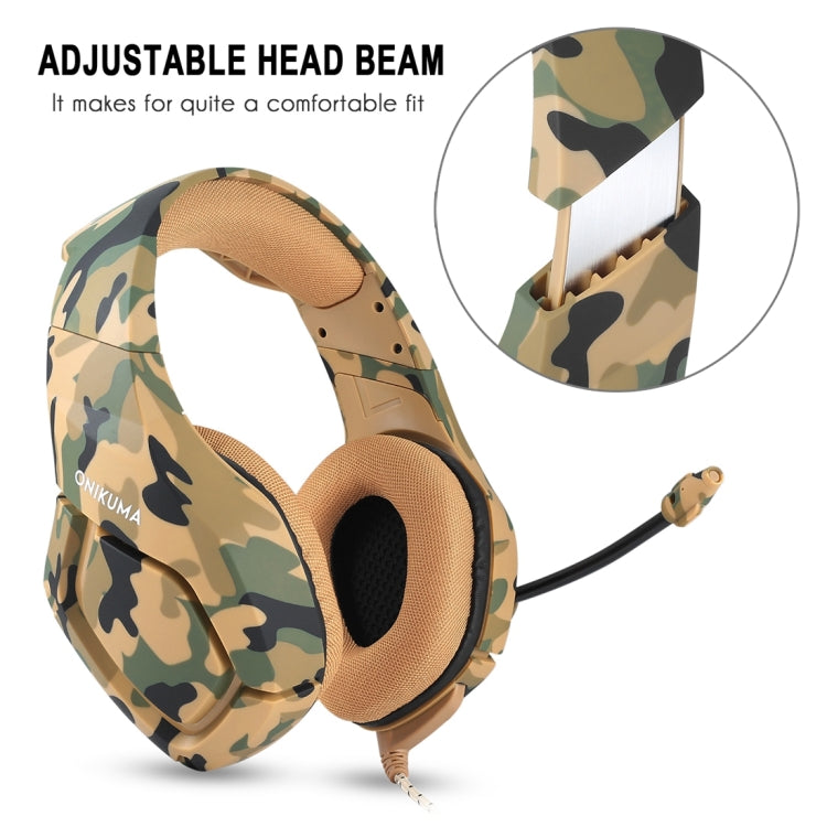 ONIKUMA K1-B Deep Bass Noise Canceling Camouflage Gaming Headphone with Microphone(Yellow) - Multimedia Headset by ONIKUMA | Online Shopping UK | buy2fix