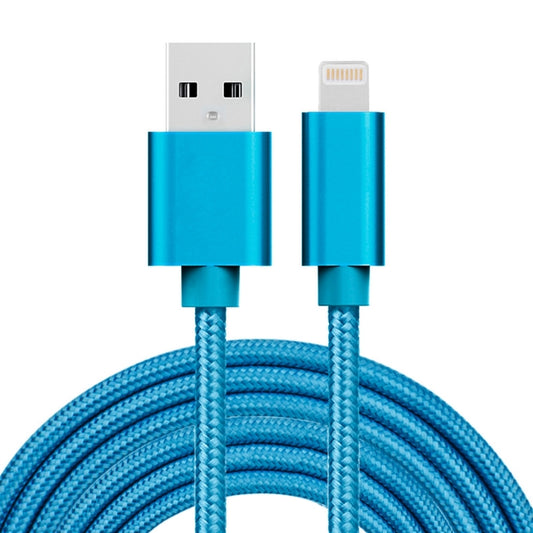 3m 3A Woven Style Metal Head 8 Pin to USB Data / Charger Cable(Blue) - Normal Style Cable by buy2fix | Online Shopping UK | buy2fix