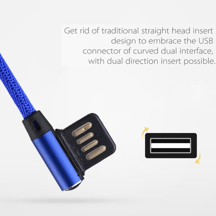 1m 2.4A Output USB to 8 Pin Double Elbow Design Nylon Weave Style Data Sync Charging Cable(Dark Blue) - Normal Style Cable by buy2fix | Online Shopping UK | buy2fix