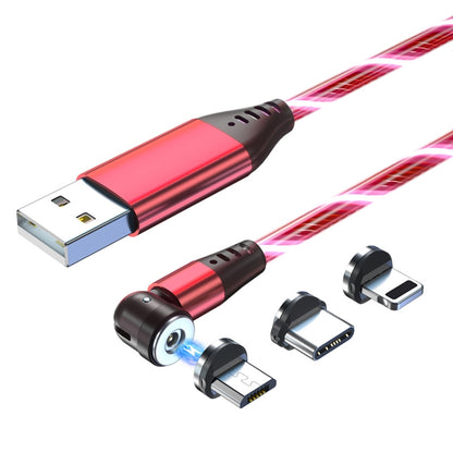 3 in 1 2.4A USB to 8 Pin + Micro USB + USB-C / Type-C 540 Degree Bendable Streamer Magnetic Data Cable, Cable Length: 1m (Red) - Charging Cable & Head by buy2fix | Online Shopping UK | buy2fix