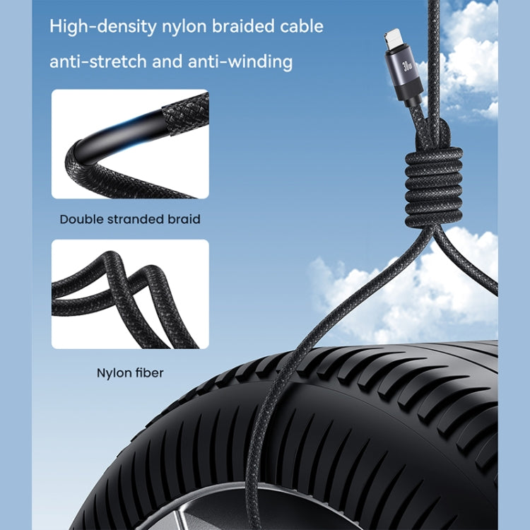 USAMS US-SJ705 Type-C to 8 Pin 30W Fast Charge Magnetic Data Cable, Length: 1m (Silver) - 2 in 1 Cable by USAMS | Online Shopping UK | buy2fix