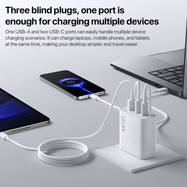 Original Xiaomi 140W 1 x USB + 2 x USB-C / Type-C Three Ports GaN Fast Charger Set, US Plug - USB Charger by Xiaomi | Online Shopping UK | buy2fix