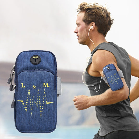 Universal 6.2 inch or Under Phone Zipper Double Bag Multi-functional Sport Arm Case with Earphone Hole, For iPhone, Samsung, Sony, Oneplus, Xiaomi, Huawei, Meizu, Lenovo, ASUS, Cubot, Ulefone, Letv, DOOGEE, Vkworld, and other Smartphones(Blue) - 5.5~6.5 inch by buy2fix | Online Shopping UK | buy2fix