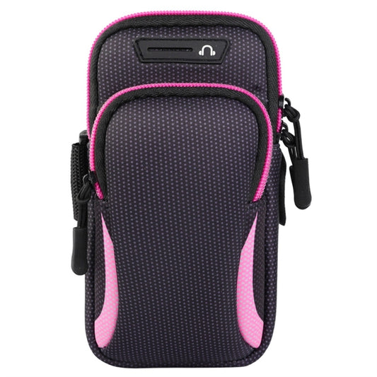 Multi-functional Universal Double Layer Zipper Sport Arm Case Phone Bag with Earphone Hole for 6.6 Inch or Below Smartphones(Pink) - 5.5~6.5 inch by buy2fix | Online Shopping UK | buy2fix