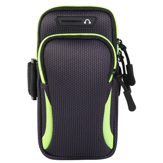 Multi-functional Universal Double Layer Zipper Sport Arm Case Phone Bag with Earphone Hole for 6.6 Inch or Below Smartphones(Green) - 5.5~6.5 inch by buy2fix | Online Shopping UK | buy2fix