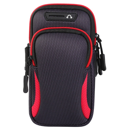 Multi-functional Universal Double Layer Zipper Sport Arm Case Phone Bag with Earphone Hole for 6.6 Inch or Below Smartphones(Red) - 5.5~6.5 inch by buy2fix | Online Shopping UK | buy2fix