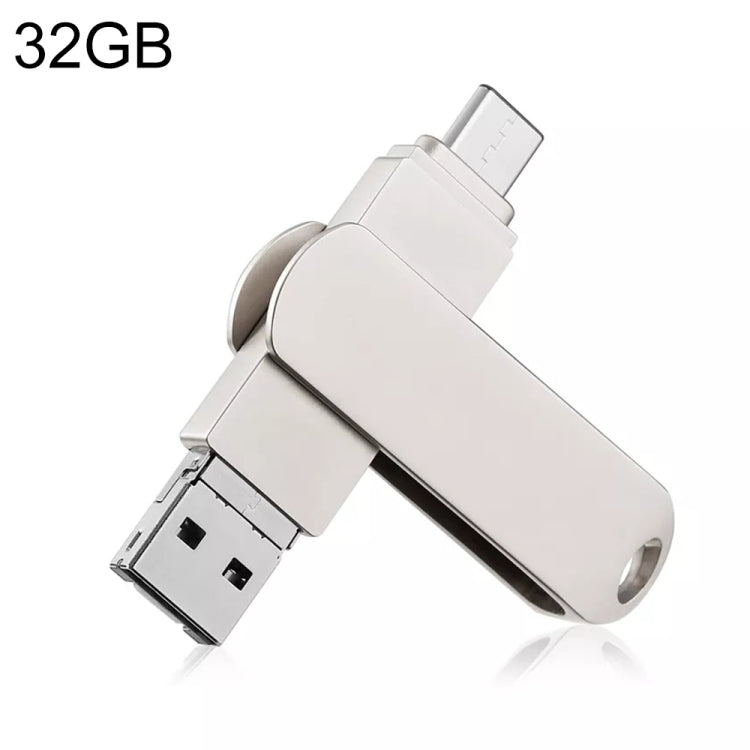 RQW-10X 3 in 1 USB 2.0 & 8 Pin & USB-C / Type-C 32GB Flash Drive, for iPhone & iPad & iPod & Most Android Smartphones & PC Computer - U Disk & Card Reader by buy2fix | Online Shopping UK | buy2fix