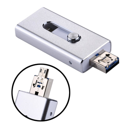 RQW-02 3 in 1 USB 2.0 & 8 Pin & Micro USB 128GB Flash Drive(Silver) - U Disk & Card Reader by buy2fix | Online Shopping UK | buy2fix