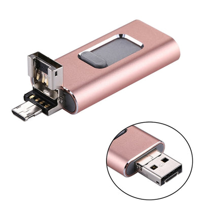 easyflash RQW-01B 3 in 1 USB 2.0 & 8 Pin & Micro USB 16GB Flash Drive(Rose Gold) - U Disk & Card Reader by buy2fix | Online Shopping UK | buy2fix