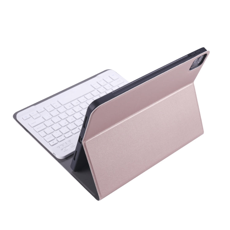 A11B Bluetooth 3.0 Ultra-thin ABS Detachable Bluetooth Keyboard Leather Tablet Case with Holder & Pen Slot for iPad Pro 11 inch 2021 (Rose Gold) - For iPad Pro by buy2fix | Online Shopping UK | buy2fix
