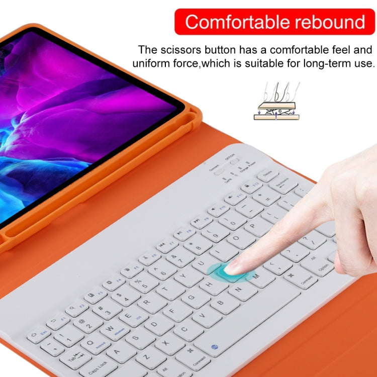 TG11B Detachable Bluetooth White Keyboard + Microfiber Leather Tablet Case for iPad Pro 11 inch (2020), with Pen Slot & Holder (Orange) - For iPad Pro by buy2fix | Online Shopping UK | buy2fix