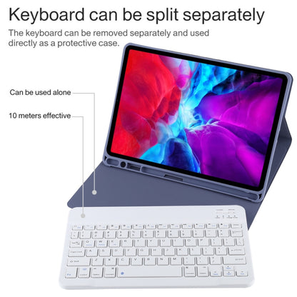 TG11B Detachable Bluetooth White Keyboard + Microfiber Leather Tablet Case for iPad Pro 11 inch (2020), with Pen Slot & Holder (Purple) - For iPad Pro by buy2fix | Online Shopping UK | buy2fix