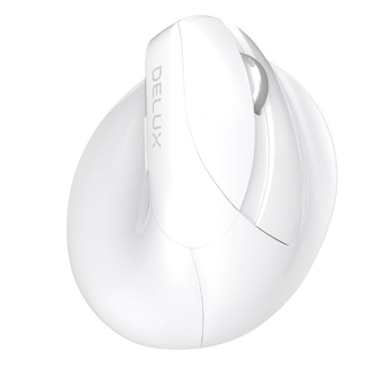 DELUX M618 Mini 2.4G Wireless 2400DPI USB Rechargeable Ergonomic Vertical Mouse (White) - Wireless Mice by DELUX | Online Shopping UK | buy2fix
