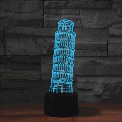 Paris Leaning Tower Shape 3D Colorful LED Vision Light Table Lamp, USB Touch Version - Novelty Lighting by buy2fix | Online Shopping UK | buy2fix