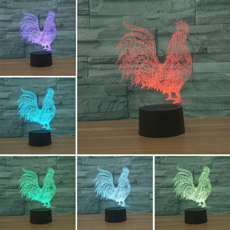 Cock Shape 3D Colorful LED Vision Light Table Lamp, USB & Battery Version - Novelty Lighting by buy2fix | Online Shopping UK | buy2fix