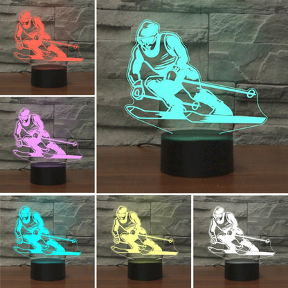 Skiing Shape 3D Colorful LED Vision Light Table Lamp, USB & Battery Version - Novelty Lighting by buy2fix | Online Shopping UK | buy2fix